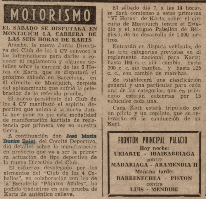 Competició: 24 Hores de Montjuïc (1957) · Huracán Motors
